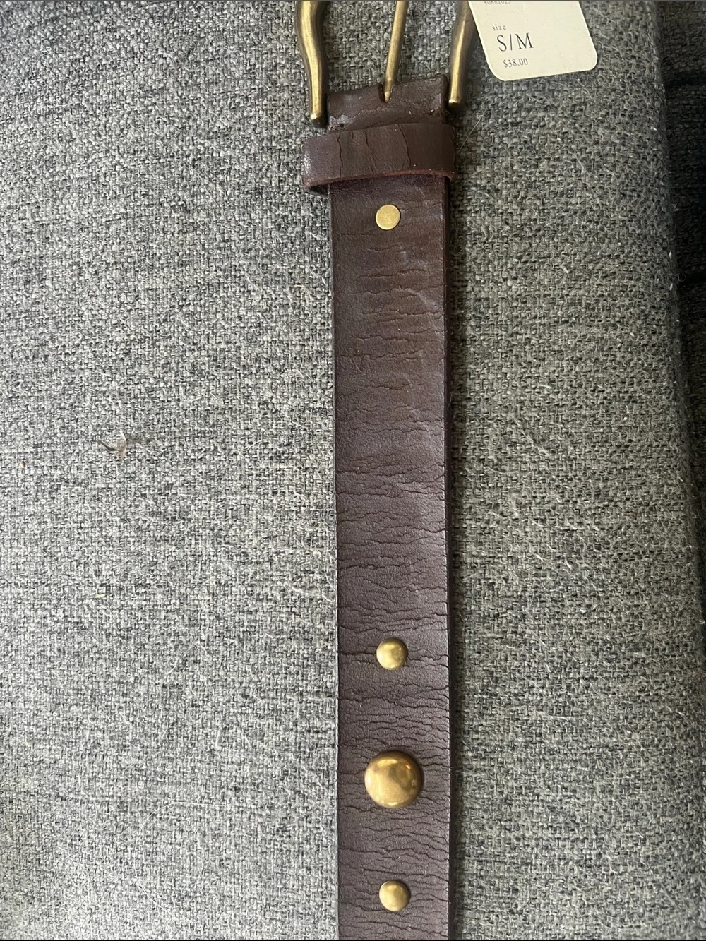 Free People brown Suede distressed  Belt with Gold  Detail - Picture 4 of 5
